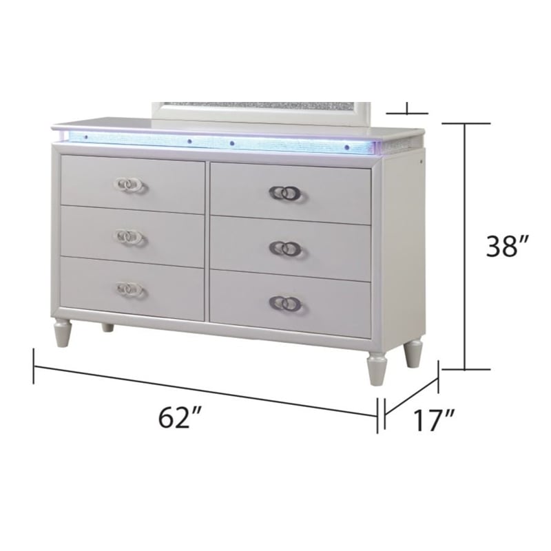 Passion 5-Piece Queen LED Bedroom Set in Milky White