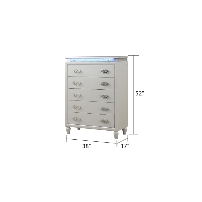 Passion 5-Piece Queen LED Bedroom Set in Milky White