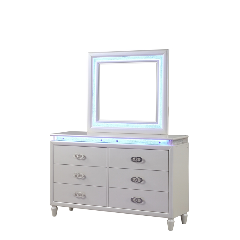 Passion 5-Piece Queen LED Bedroom Set in Milky White