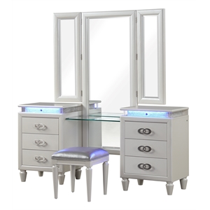 passion led vanity set made with wood in milky white