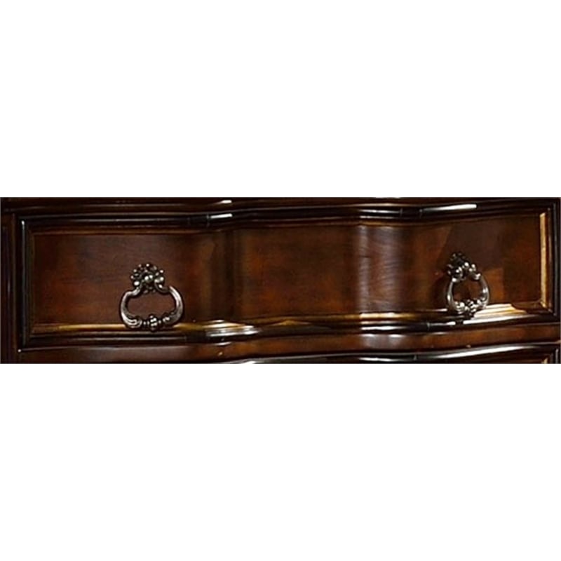 Bella Traditional Style 3-Drawer Nightstand Made with Wood in Dark Walnut