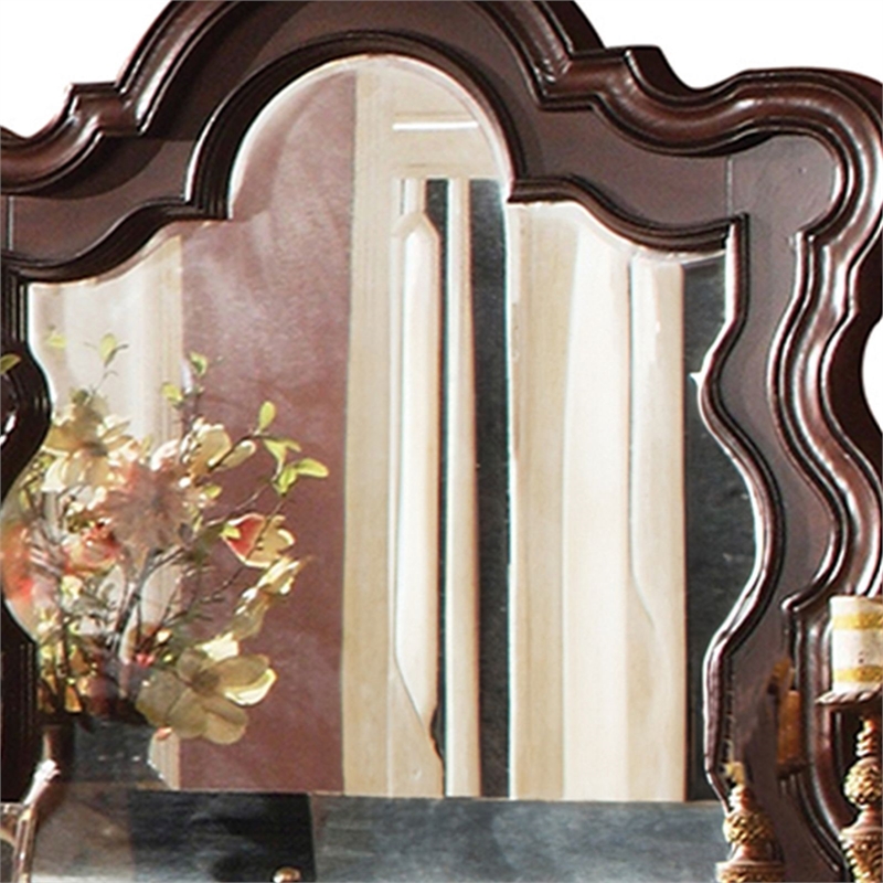 Bella Traditional Style Mirror Made with Wood  in Dark Walnut(No Dresser)