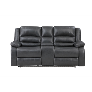 martin manual reclining loveseat finished with faux leather/ wood in gray
