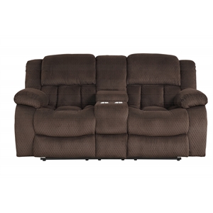 armada manual recliner loveseat made with chenille fabric in brown