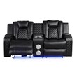 Benz LED & Power Recliner 3 PC Made With Faux Leather in Black