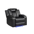 Benz LED & Power Recliner 3 PC Made With Faux Leather in Black