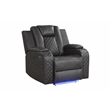 Benz LED & Power Recliner 3 PC Made With Faux Leather in Gray