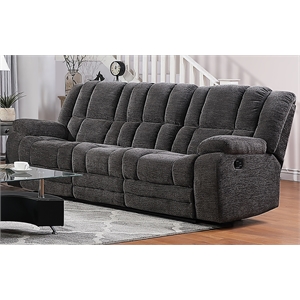 chicago manual recliner sofa made with chenille fabric in dark gray