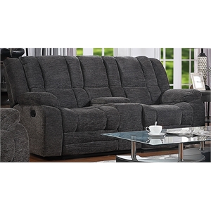 galaxy home chicago solid wood loveseat with chenille fabric in dark gray color