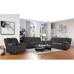 galaxy home chicago solid wood 2 pc set with chenille fabric in dark gray color