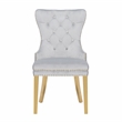 Simba Gold 2 Piece Dinning Chair Finish with Velvet Fabric in Light Gray