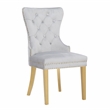 Simba Gold 2 Piece Dinning Chair Finish with Velvet Fabric in Light Gray