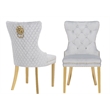 Simba Gold 2 Piece Dinning Chair Finish with Velvet Fabric in Light Gray
