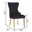 Simba Gold 2 Piece Dinning Chair Finish with Velvet Fabric in Black
