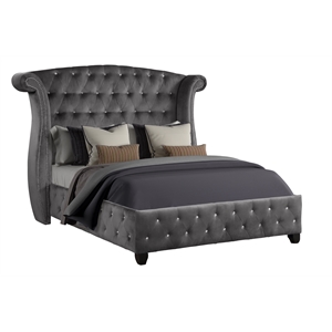 sophia full bed in color gray made with wood