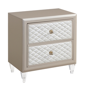 tifany nightstand made with wood in ivory & champagne gold color