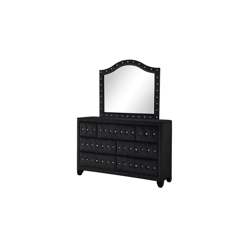 Sophia Crystal Tufted Dresser finished with Wood in Black