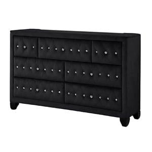 Sophia Crystal Tufted Dresser finished with Wood in Black
