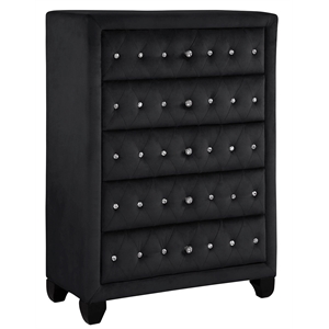 Sophia Crystal Tufted Chest finished with Velvet Fabric / Wood in Black
