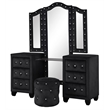 Sophia Crystal Tufted Vanity Set finished with Wood in Black