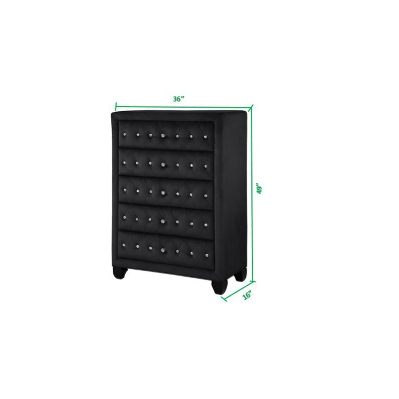 Sophia Queen 5 Pc Upholstery Bedroom Set Made With Wood in Black