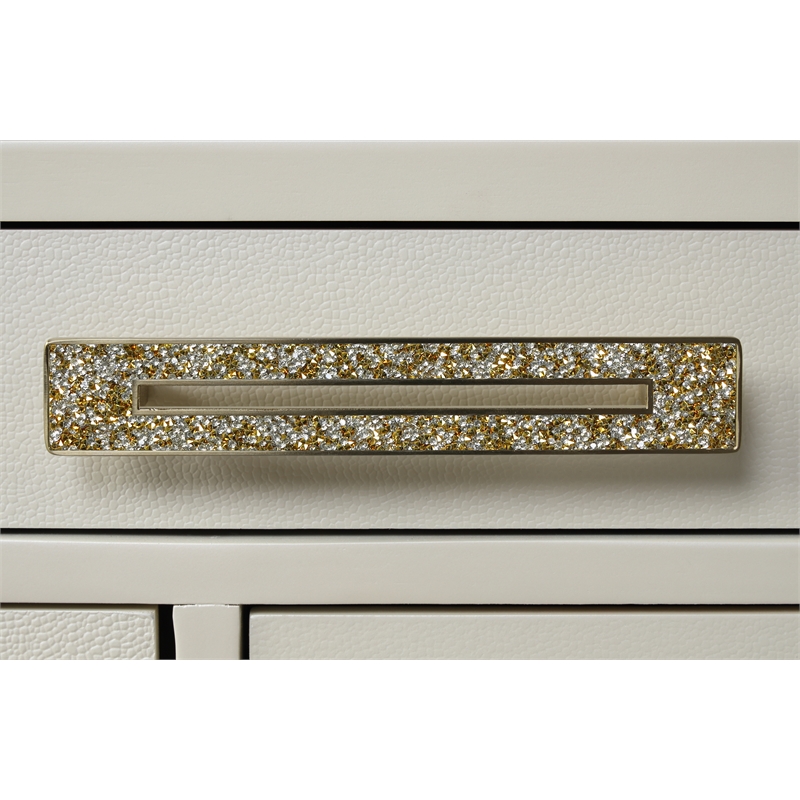 Jasmine 2-Drawer Nightstand with side LED lightning made with Wood in Beige