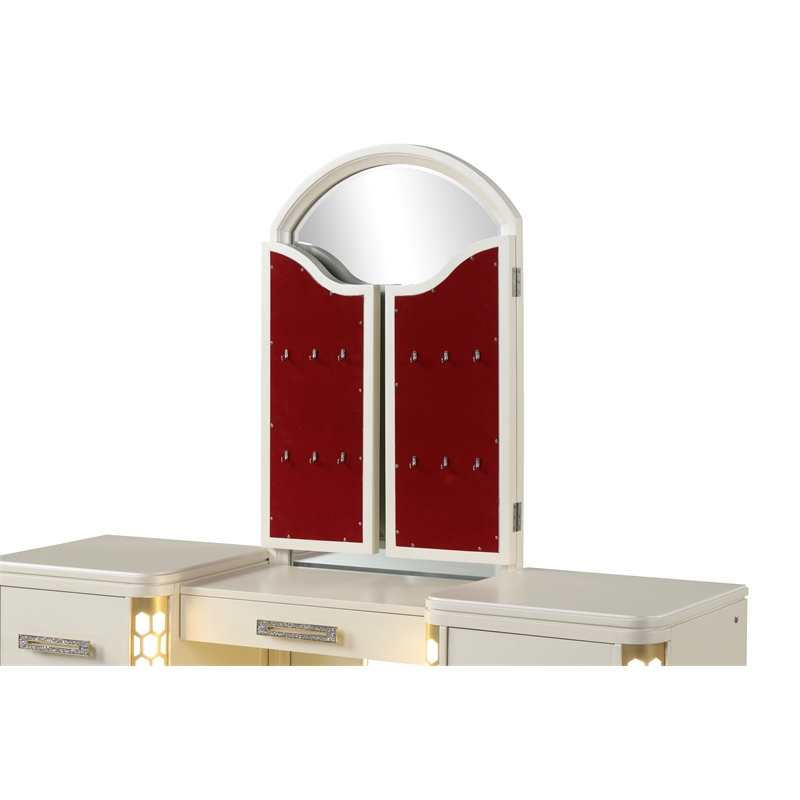 Jasmine Vanity Set with side LED lightning made with Wood in Beige