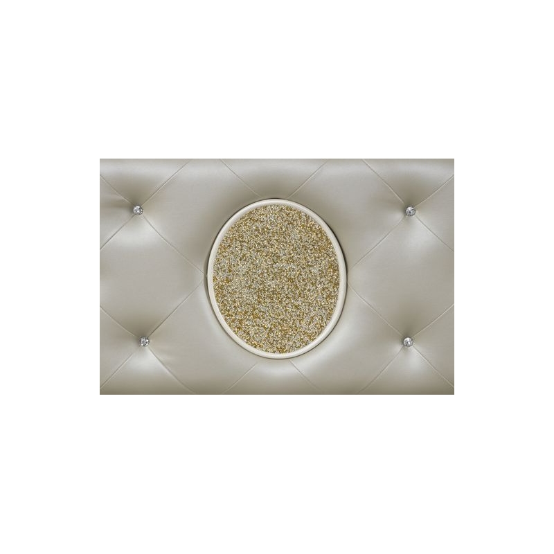 Jasmine King Size Tufted Upholstery & LED Bed made with Wood in Beige