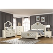 Jasmine King Size Tufted Upholstery & LED Bed made with Wood in Beige