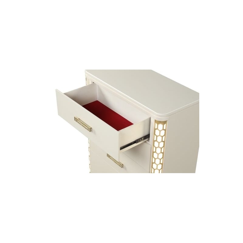 Jasmine Traditional King 5 Pc Unique LED Bedroom Set made with Wood in Beige