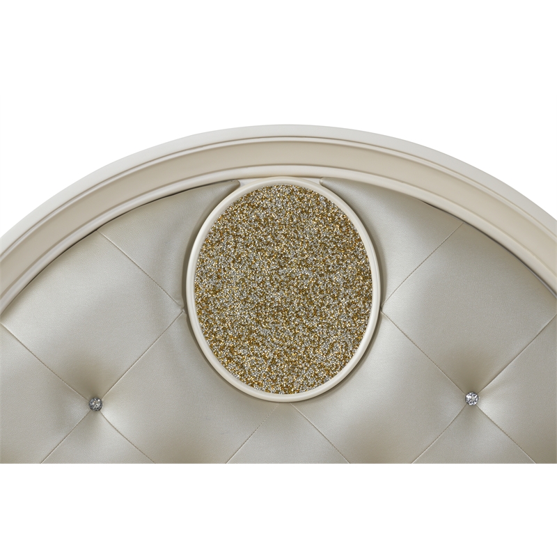 Jasmine Traditional King 5 Pc Unique LED Bedroom Set made with Wood in Beige