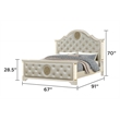 Jasmine Queen Size Tufted Upholstery & LED Bed made with Wood in Beige