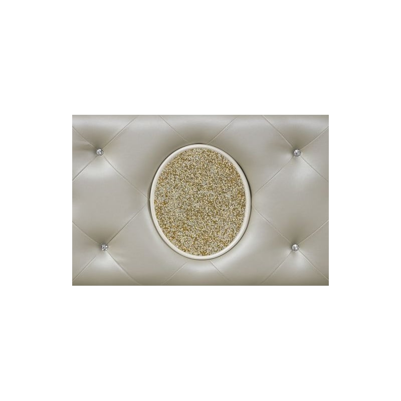 Jasmine Queen Size Tufted Upholstery & LED Bed made with Wood in Beige