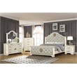 Jasmine Queen 5 Pc Unique LED Bedroom Set made with Wood in Beige