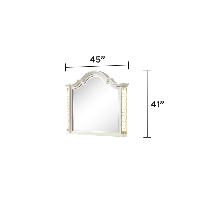 Jasmine King 4 Pc Unique LED Vanity Bedroom Set made with Wood in Beige