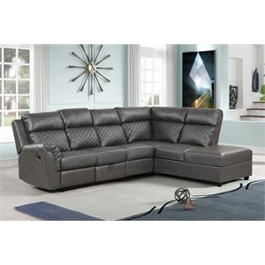 charlotte sectional sofa made with faux leather in gray color