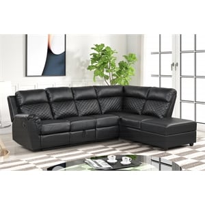 charlotte sectional sofa made with faux leather in black color