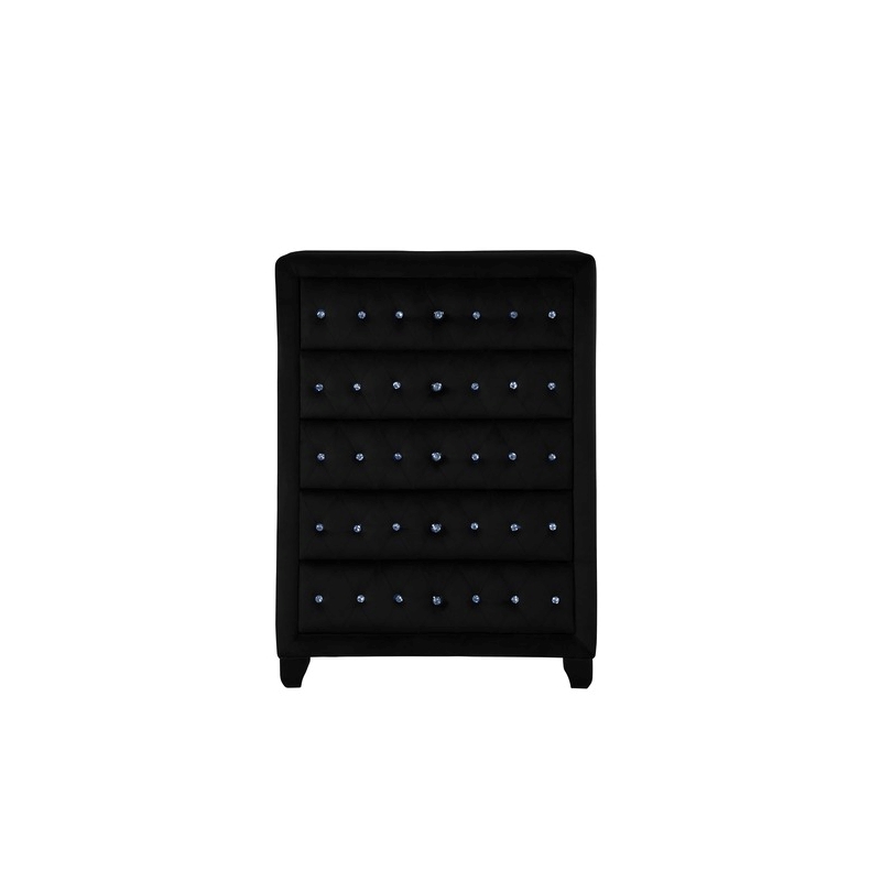 Hazel Modern Style 5-Piece Queen Vanity Bedroom Set made with Wood in Black