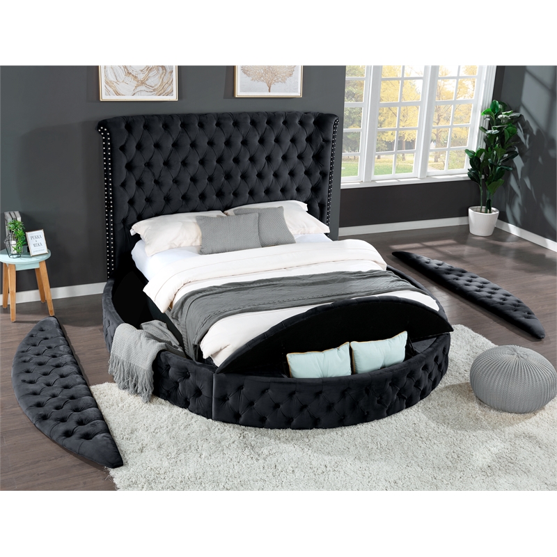 Hazel Modern Style 5-Piece Queen Vanity Bedroom Set made with Wood in Black