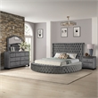Hazel Queen 4 Pc Tufted Upholstery Bedroom Set Made with Wood In Gray