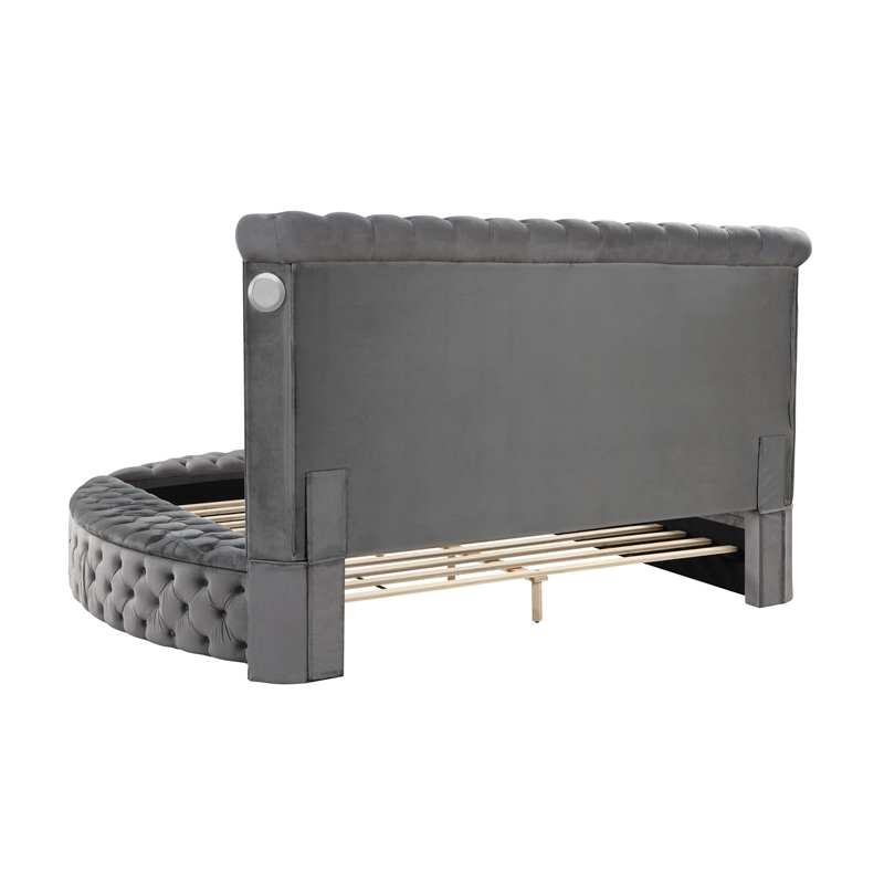 Hazel Queen 5 Pc Tufted Upholstery Bedroom Set Made with Wood In Gray