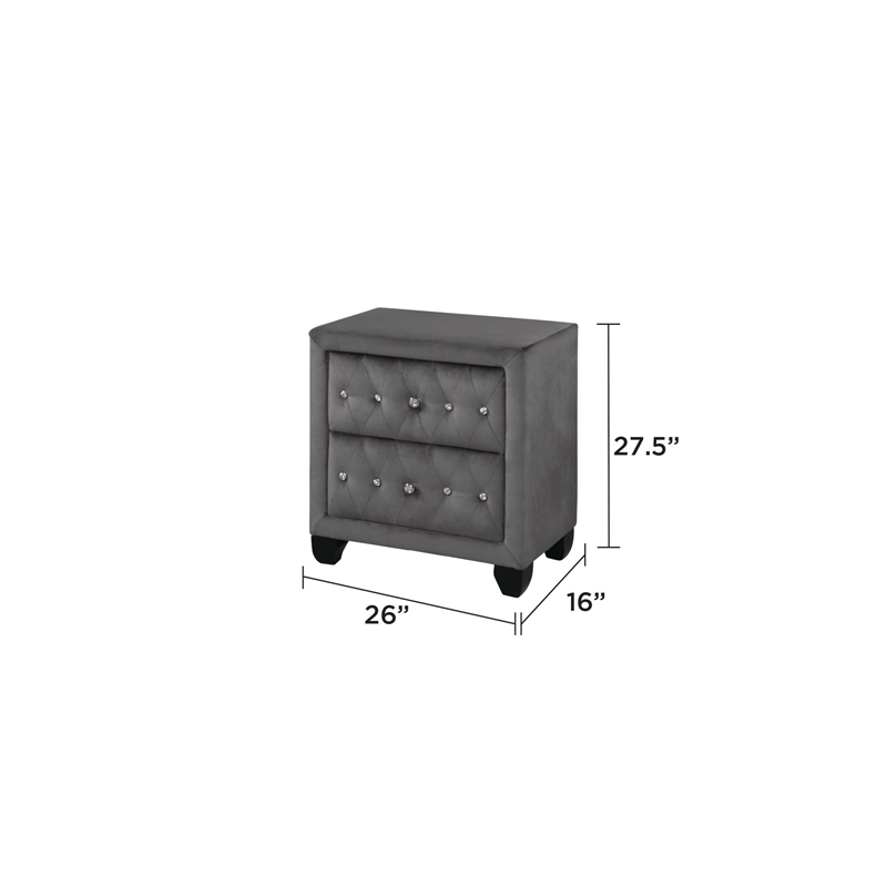 Hazel Modern Style 5-Piece Queen Vanity Bedroom Set made with Wood in Gray