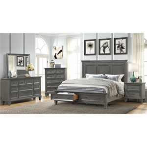 hamilton queen 4 piece storage bedroom set in gray made with engineered wood