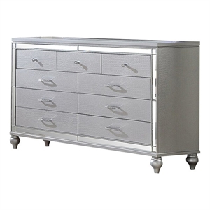 Sterling Mirror Framed Dresser Made With Wood in Silver Color