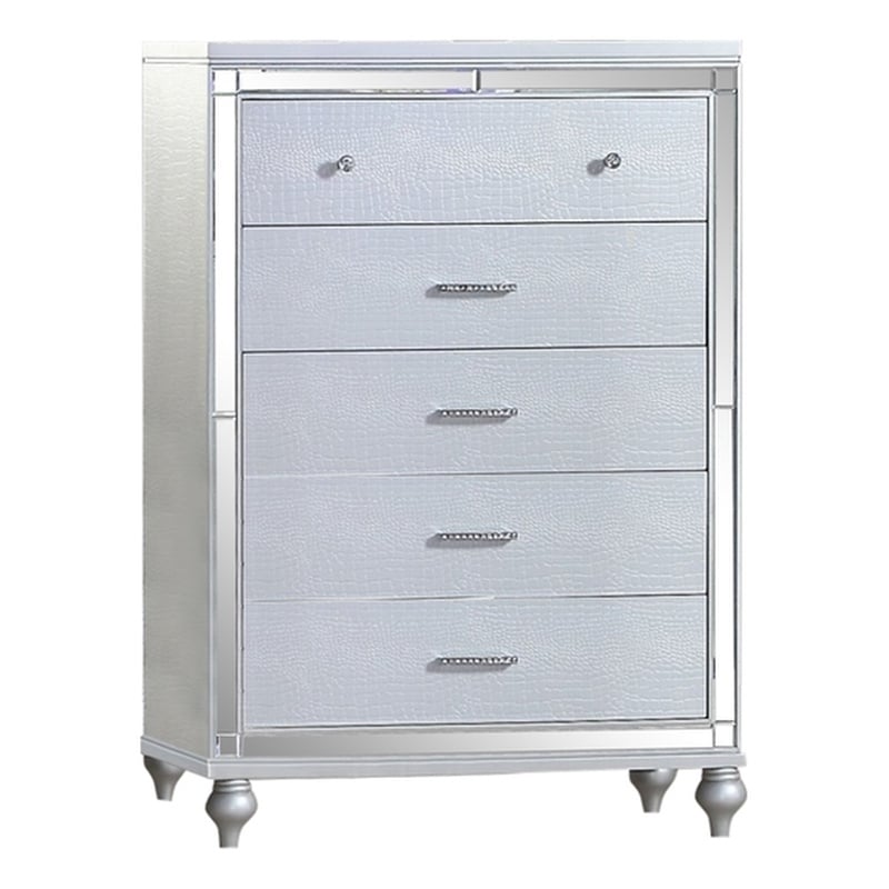 Sterling Mirror Framed Chest Made With Wood in Silver Color