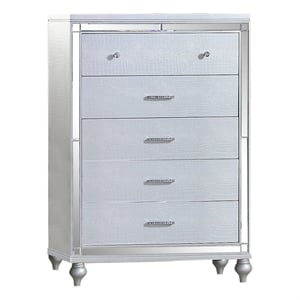 Sterling Mirror Framed Chest Made With Wood in Silver Color