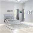 Sterling King Size Upholstery LED Bed made with wood in Silver Color