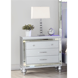 sterling mirror framed nightstand made with wood in silver