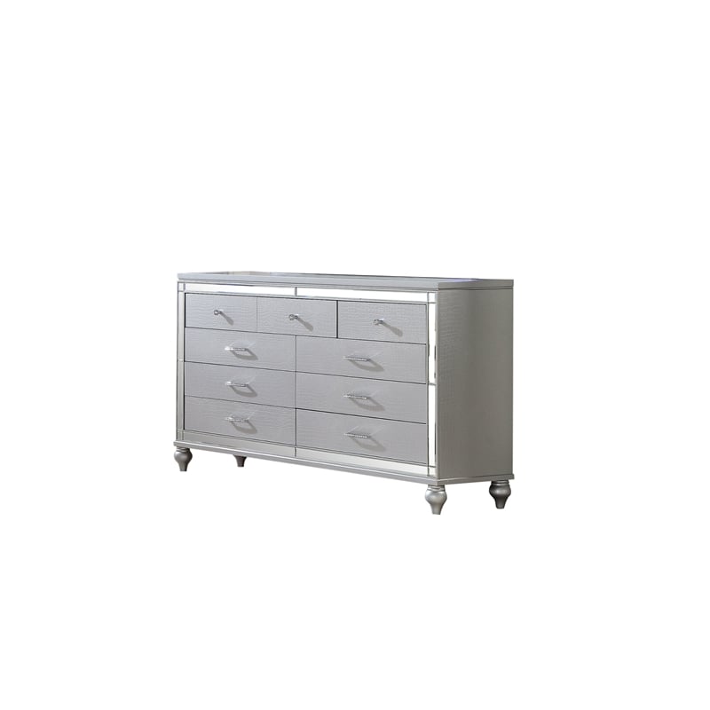 Sterling Full 5 PC LED Bedroom set made with wood in Silver Color