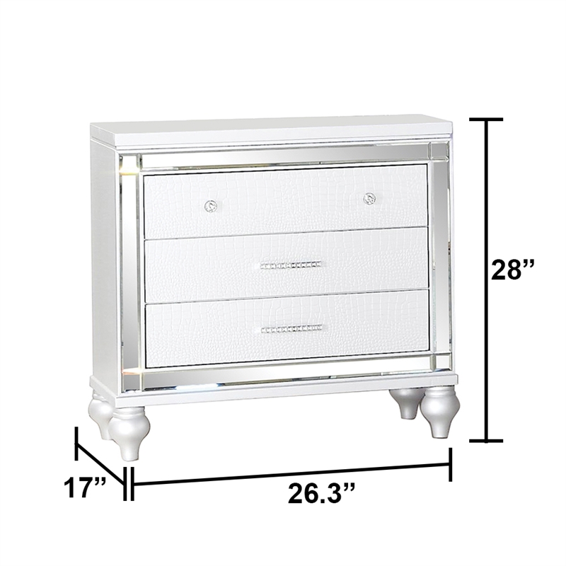 Sterling Mirror Framed Nightstand Made with Wood in White